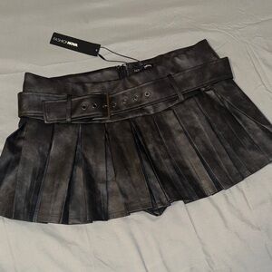 Fashion Nova Black Leather Skater Skort